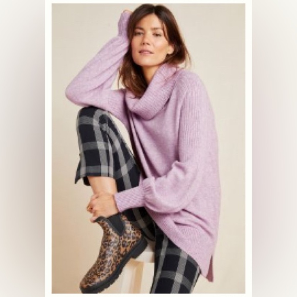 Anthropologie Paloma Ballon Sleeve Cowl Neck Sweater